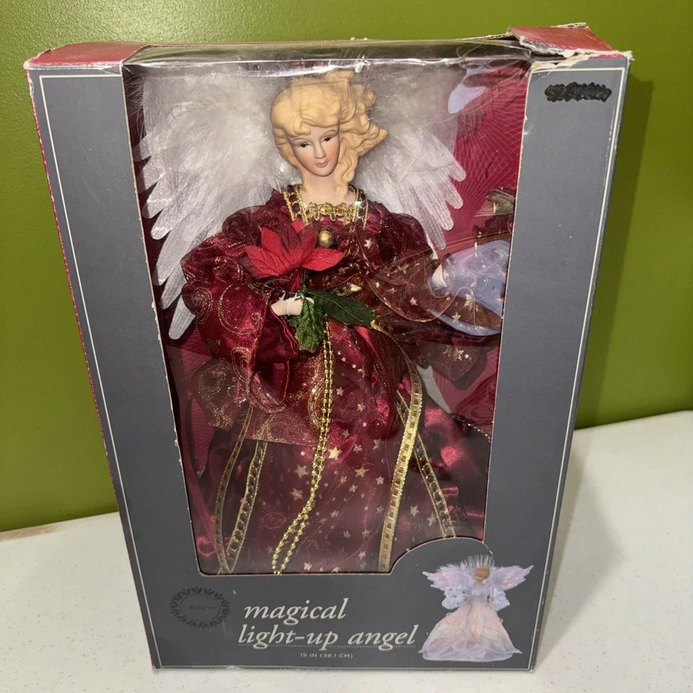 Trim A Home Magical Light Up Angel Fiber Optic Red Christmas Kmart Boxed Tested